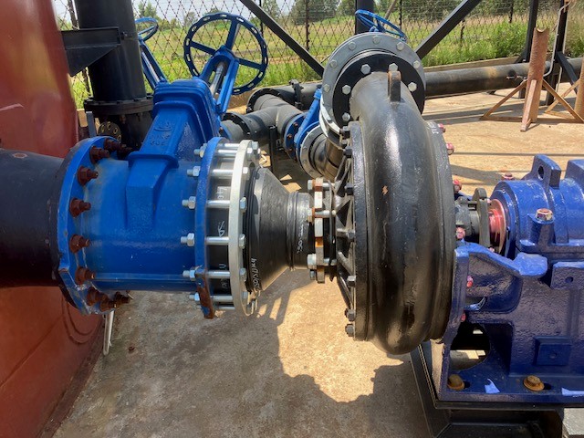 Close-up of pump impeller and coupling assembly